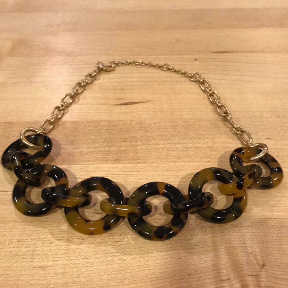 J. Crew Tortoise Shell Enamel Loop Necklace - image 8